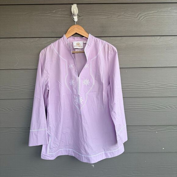 Nicoblu JACARANDA TUNIC IN SUNSET LAVENDER AND WHITE EMBROIDERY - Picture 2 of 5